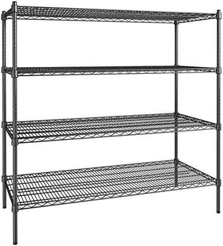 24" x 54" NSF Black Epoxy 4-Shelf Kit with 54" Posts, Heavy Duty Storage Shelving, Wire Shelving Kit, NSF Commercial Storage Rack Unit