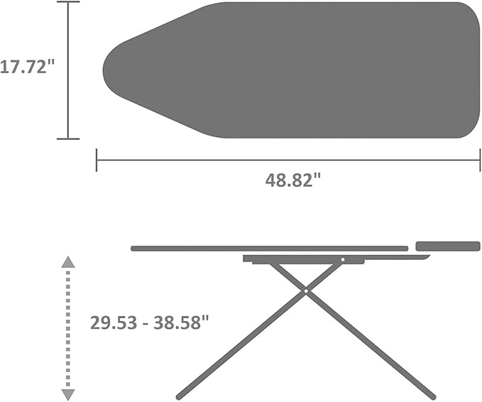 Brabantia - Ironing Board C - Extra Large Steam Unit Holder - Adjustable in Height - Non-Slip Rubber Feet - Cotton Cover with Foam Layer - Foldable XL Unit - Soothing Sea - 49 x 18 inches