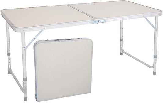 Aluminum Folding Table, Multipurpose Picnic Camping Table, Portable and Adjustable Rectangle Table for Party, Beach, Backyard, BBQ, Indoor and Outdoor, White (4FT-47.2 x 23.6 x 21.3-27.6”)-NeatNest