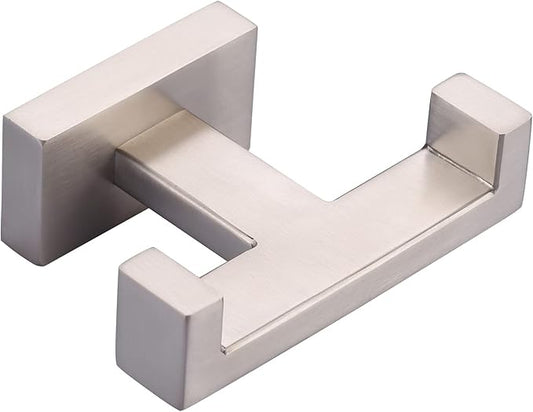 Double Bathroom Towel Hook for Wall Mounted - Brushed Nickel Modern Towel Holder - Heavy Duty Coat Robe Hooks for Wall - Stainless Steel Shower Towel Hanger