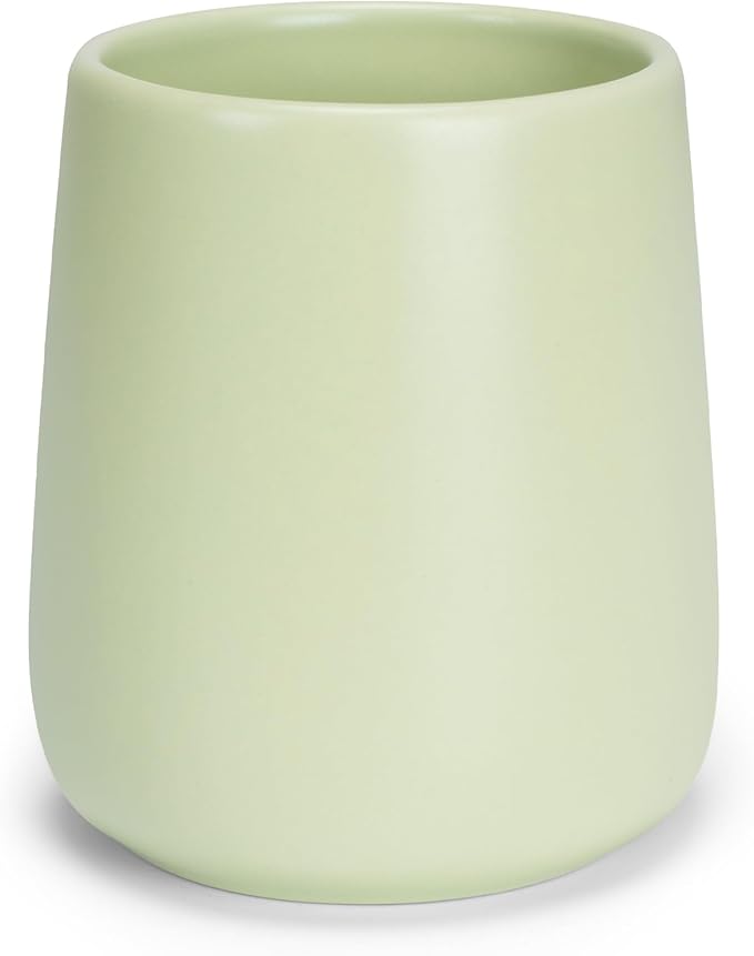 Bathroom Tumbler Cup Ceramic 13.5oz Reusable Toothbrush Cup 400ml,Toothbrush Holder Adequate for Your Bathroom (Green)