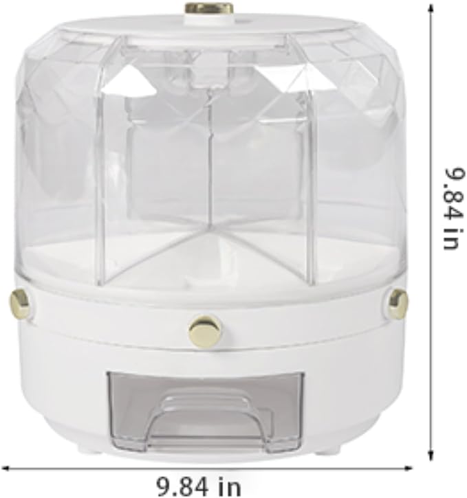 6-In-1Grain Dispenser, Rice & Grain Storage Container, Rotatable Sealed Grain Food Storage, One-Button Pressing Storage Bucket for Grains Snacks Candy Coffee Beans Dog Food Dispenser-NeatNest