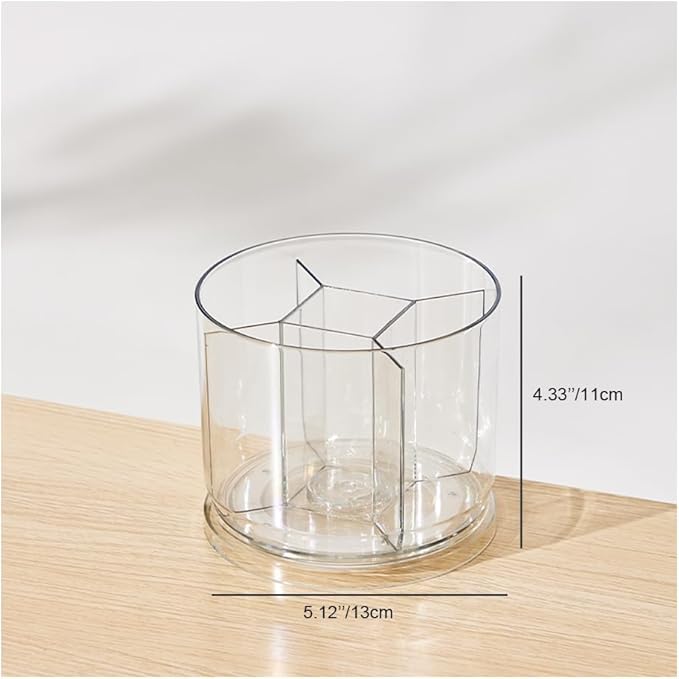 Makeup Brush Holder 360 Rotating Makeup Brushes Organizer for Vanity, 5 Slots Makeup Organizers & Storage, Multi-Functional Pencil Pen Holder for Desk, Cosmetic Storage Container Cup (Clear)-NeatNest