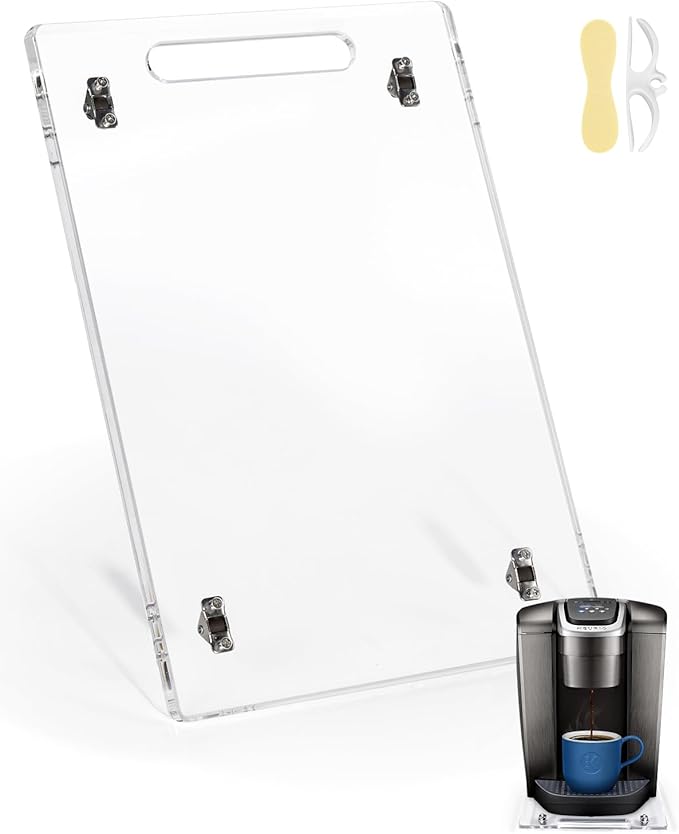 HAYVAN Acrylic Sliding Tray for Coffee Maker & Heavy Kitchen Appliances - Appliance Slider with Silent Wheels Slides Easily from Under The Cabinet - Easy to Clean (Clear, 9.8” W x 14”D)