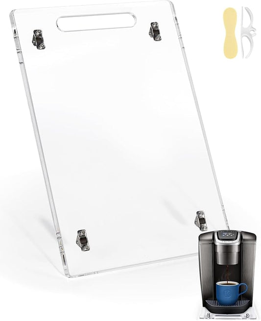 HAYVAN Acrylic Sliding Tray for Coffee Maker & Heavy Kitchen Appliances - Appliance Slider with Silent Wheels Slides Easily from Under The Cabinet - Easy to Clean (Clear, 9.8” W x 14”D)
