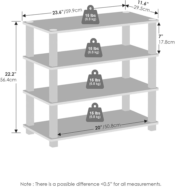 Furinno Turn-S-Tube 4-Tier Multipurpose Standing Shelves, Amber Pine/Black, Set of 2-NeatNest
