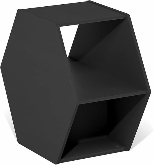 Furinno Modern Hexagonal Coffee Table, Unique Coffee Table, Center Table with Open Storage Shelf, Americano-NeatNest