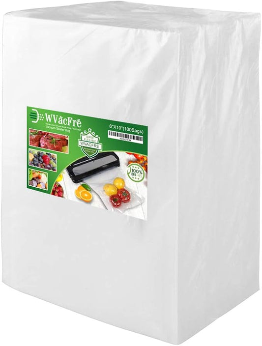 100 Pint Size 6x10Inch Vacuum Sealer Freezer Bags with Commercial Grade,BPA Free,Heavy Duty,Great for Food Vac Storage or Sous Vide Cooking-NeatNest