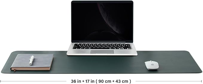 Cork Desk Mat - Dual-Sided Desk Pad for Office and Home - Desk Organization and Accessories - Ideal for Large Mouse Pad and Desk Mats on Top of Desks(Dark Green,90cmx 43cm)-NeatNest