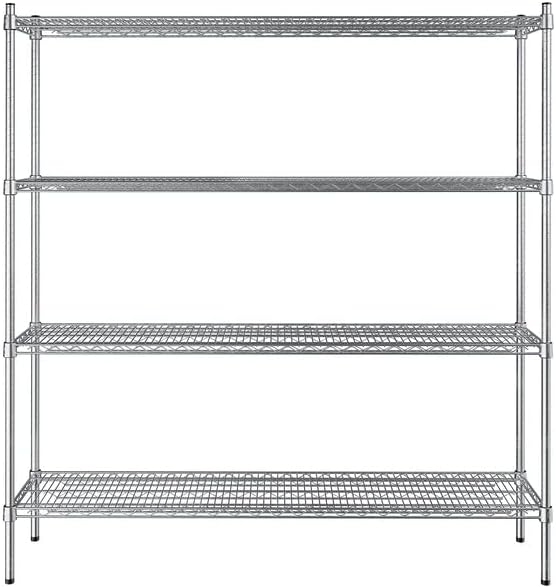 14" x 60" NSF Stainless Steel 4-Shelf Kit with 64" Posts, Heavy Duty Storage Shelving, Wire Shelving Kit, NSF Commercial Storage Rack Unit