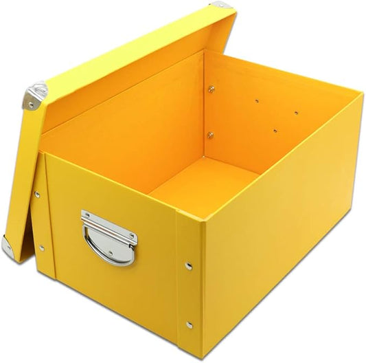 GUOZI Collapsible Storage Box, Decorative Memory Box with Lid & Metal Reinforced Corners, Cardboard File Bin with Handles, Organizer Gift Box for Keepsake Toy Photos Office Nursery Wardrobe Bookshelf-NeatNest
