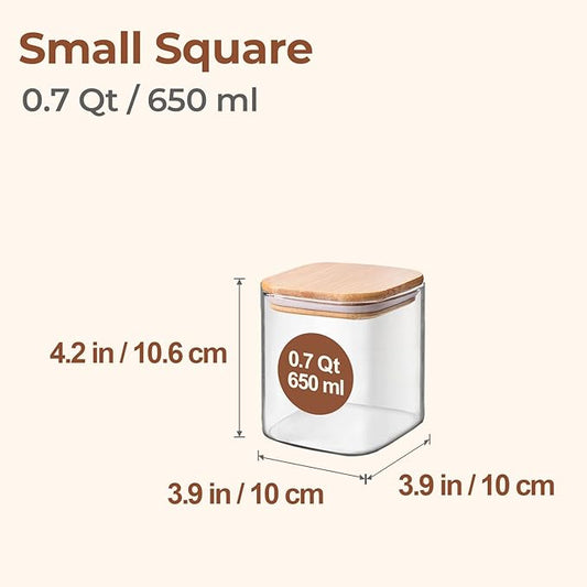 ComSaf 0.7 Qt Glass Food Storage Jars Set of 4, Clear Glass Storage Containers with Lids, Pantry Organization Jar, Spice Jar, Blooming Tea, Coffee and Sugar Container, Small Canister Set for Kitchen-NeatNest
