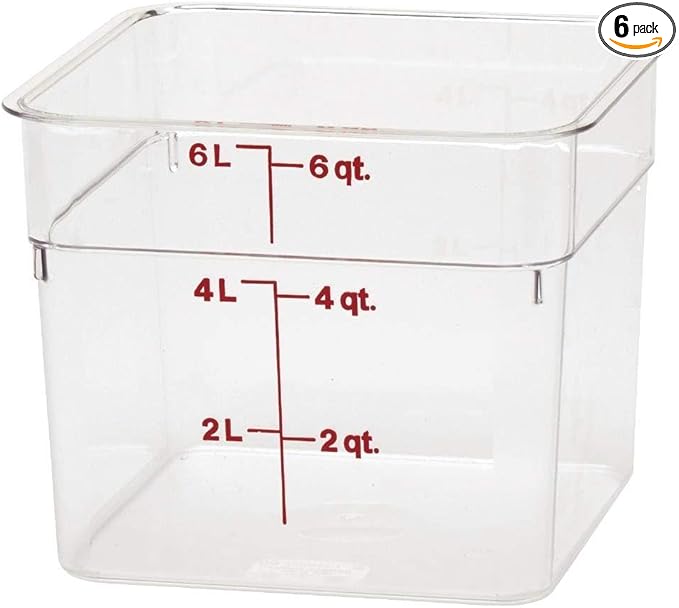 Cambro Food Storage Container - Classic Series Square - 6 QT (Quart) - Commercial Grade for Food Prep (Clear)-NeatNest