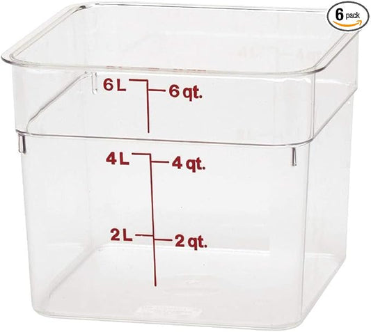 Cambro Food Storage Container - Classic Series Square - 6 QT (Quart) - Commercial Grade for Food Prep (Clear)-NeatNest