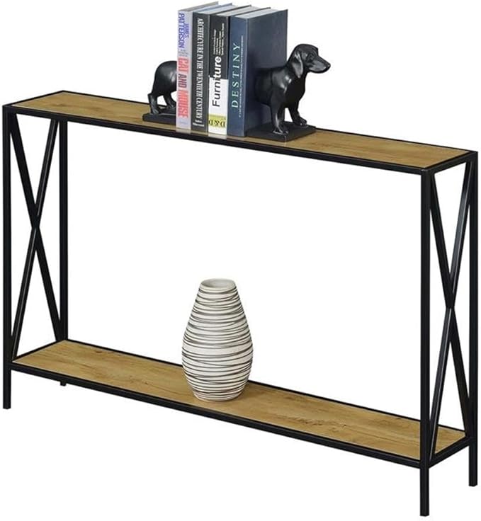 Convenience Concepts Tucson Console Table 47.25" - Modern Sofa Table with Storage Shelf, Entryway Hall Table for Living Room, English Oak/Black-NeatNest
