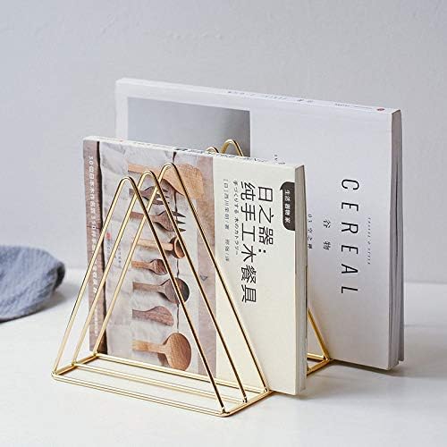 Gold Metal Vinyl Record Holder,Vertical Record Player Holder,File Organizer for Desk,Desktop File Sorters,Paper Organizer and Record Holder Stand,Triangle Upright 9 Lattice Vinyl Rack Stand,1Pack
