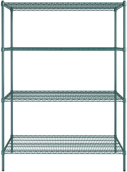 24" x 54" NSF Green Epoxy 4-Shelf Kit with 74" Posts, Heavy Duty Storage Shelving, Wire Shelving Kit, NSF Commercial Storage Rack Unit
