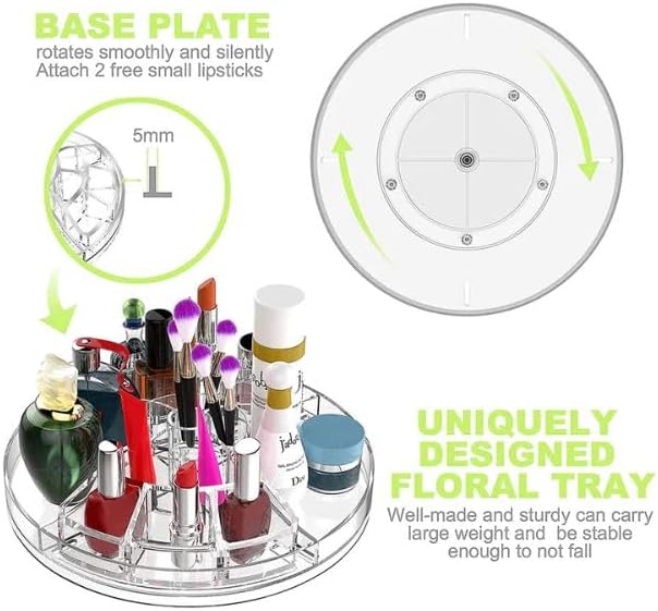 ZHIAI 360 Rotating Makeup Organizer, Large Capacity Cosmetics Organizer for Perfume Holder Organizer Countertop, DIY Adjustable Bathroom Makeup Carousel Holder Rack, Clear Diamond-NeatNest