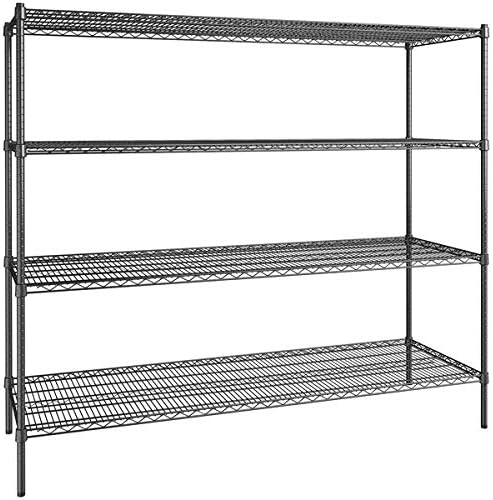 24" x 72" NSF Black Epoxy 4-Shelf Kit with 72" Posts, Commercial Storage Rack Unit, Heavy Duty Storage Shelving, Wire Shelving Kit, Adjustable Rack Strong Steel, Multipurpose Wire Shelf
