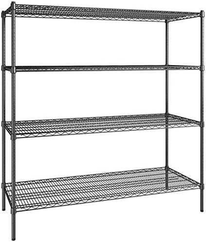 24" x 60" NSF Black Epoxy 4-Shelf Kit with 72" Posts, Commercial Storage Rack Unit, Heavy Duty Storage Shelving, Wire Shelving Kit, Adjustable Rack Strong Steel, Multipurpose Wire Shelf