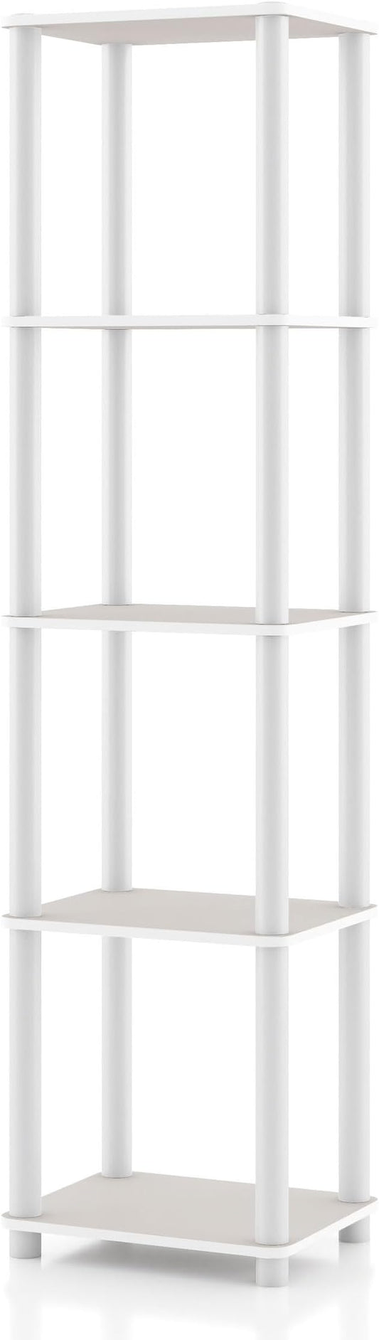 HOMES: Inside + Out Apexa Modern 5-Tier Narrow Shelving Units, Collectibles Display Shelves, Easy Assembly Standing Shelf, Home Storage Organizer for Living Room, Bedroom, Office, Taupe Grey