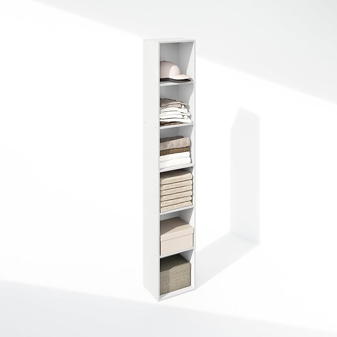 Furinno Luder 6-Tier Multipurpose Clothing & Closet Storage Organizer Shelf, White-NeatNest