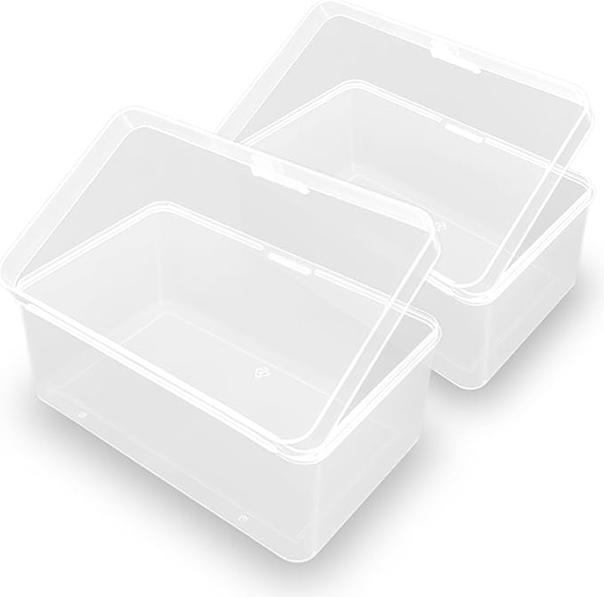 Clear Plastic Storage Case, 6.69 x 4.13 x 3.11 inch Rectangular Box Containers with Lid for Collecting Small Items, Beads, Game Pieces, Business Cards, Crafts Accessories-NeatNest