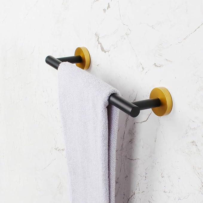12-Inch Towel Bar Towel Rack Wall Mounted SUS 304 Stainless Steel Towel Rail Towel Rod for Bathroom Modern Style Black & Gold