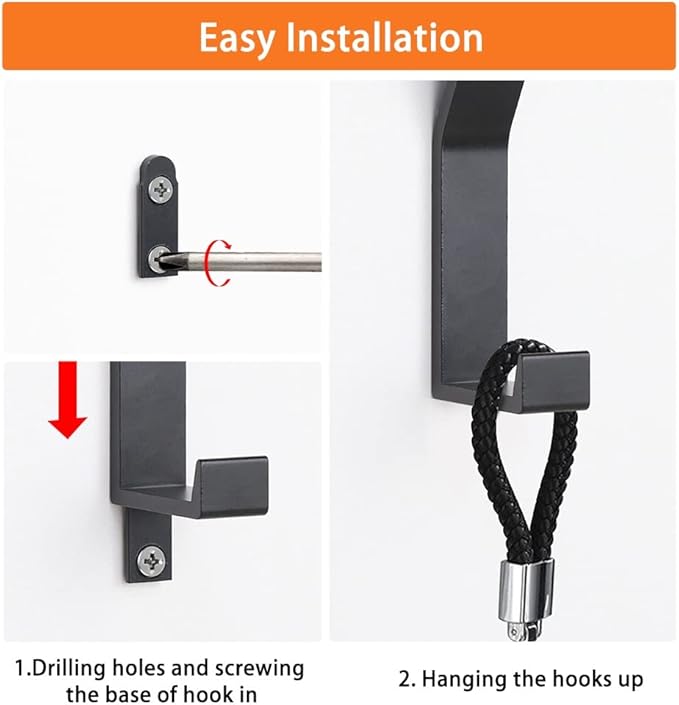 Coat Rack Hooks Wall Mounted, Black 2Packs, Bath Towel Rope Hooks for Kitchen, Door, Cabinet, Bathroom, Foyers, Hallways, and Bedrooms-NeatNest