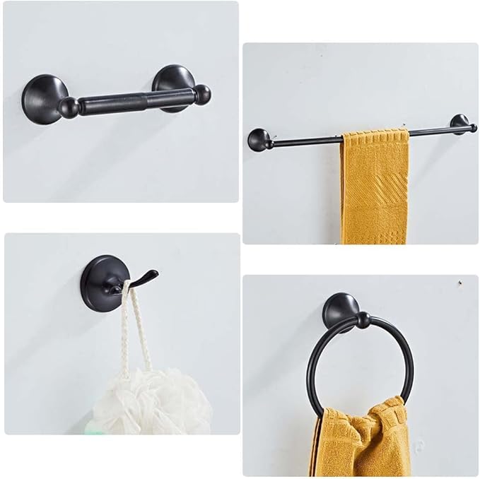8 Piece Bathroom Accessory Set(Adjustable Towel Bar, Towel Ring, Toilet Paper Holder,Towel Robe Hook), Wall Mounted Bathroom Hardware Accessories Set,Oil Rubbed Bronze