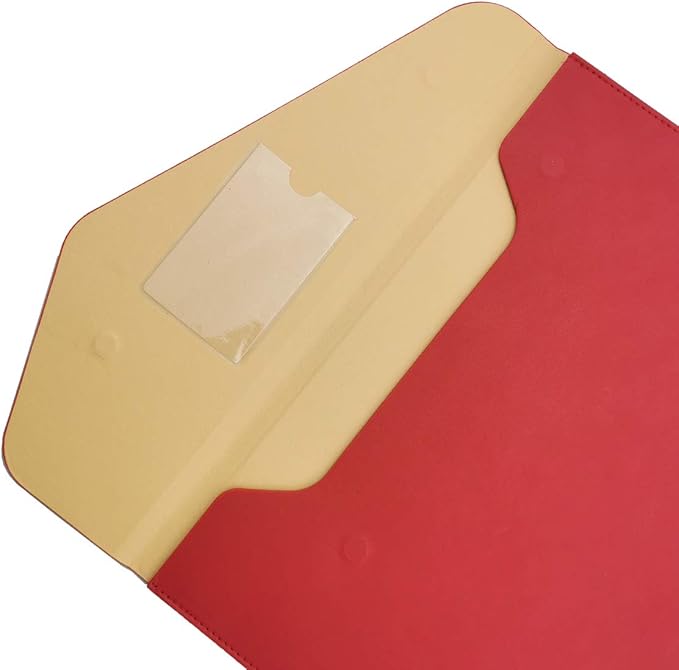 Enyuwlcm PU A4 Leather File Folder Document Holder Folder Stylish Portfolio Envelope Case with Strap and Invisible Magnetic Closure (Red)