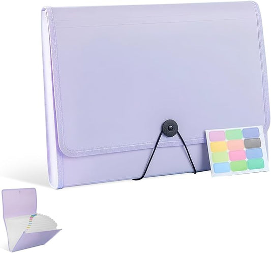 Expanding File Folder with Labels,File organizer 13 Pockets File Organizer Accordion Filing Folder Expandable File Folder,Portable Bill Receipt Organizer for Home School Office Supplies,Letter A4 Size