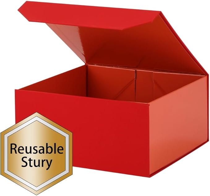 6 Pcs Red Gift Box Large 13x11x5.3 Inch Large Black Gift Box Large Magnetic Gift Box with Crinkle Paper Red Large Gift Box with Shredded Paper Luxury Gift Boxes with Lids for Presents-NeatNest