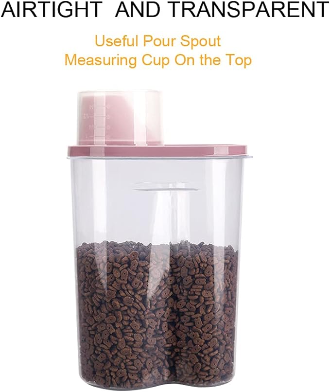 GreenJoy 2 Pack 2lb/2.5L Pet Food Storage Container with Measuring Cup, Can Covers and Bowl for Small Dog, Cat, Waterproof-BPA Free-NeatNest