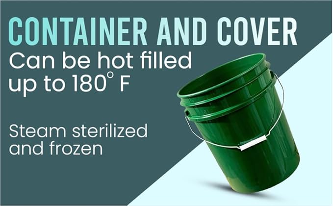 House Naturals 5 Gallon Food Grade BPA Free Container Dark Green Bucket with Screw On Black Lid