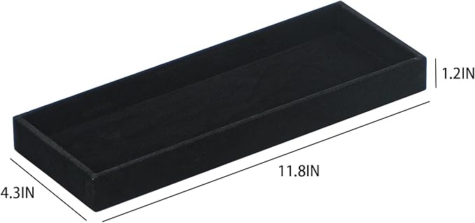 2Pcs Desk Drawer Storage Tray, Nightstand Organizer Tray, Necklace Bracelet Ring Earring Jewelry Display Tray, Grid Table Organizer Holder Tray for Sunglass, Phone, Watch, Perfume (1 grid)/Black-NeatNest