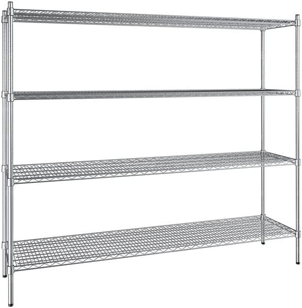 18" x 72" NSF Stainless Steel 4-Shelf Kit with 64" Posts, Heavy Duty Storage Shelving, Wire Shelving Kit, NSF Commercial Storage Rack Unit