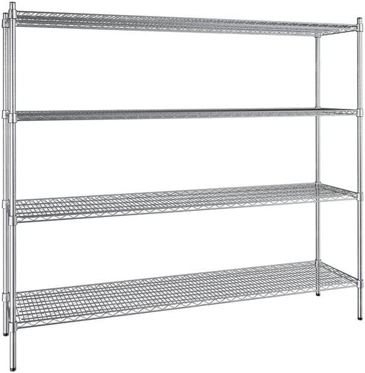 18" x 72" NSF Stainless Steel 4-Shelf Kit with 64" Posts, Heavy Duty Storage Shelving, Wire Shelving Kit, NSF Commercial Storage Rack Unit