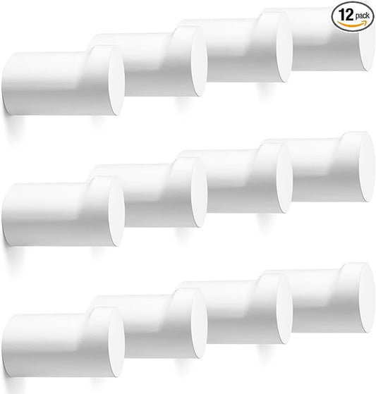 12 Pack Wood Wall Hooks, Modern Decorative Coat Hooks Wall Mounted, Handmade White Hat Hooks Heavy Duty Entryway Wall Hangers for Hanging Towels Robes Purses (White)-NeatNest