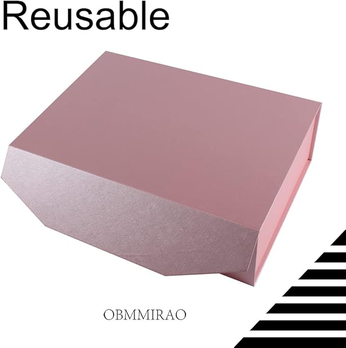 1Pcs Pink 13x9x4 Inch Upgrade Hard Large Gift Box with Lid, Foldable Magnetic Gift Boxes,Groomsman Box Bridesmaid Proposal Box, Reusable Gift Boxes for Clothes-NeatNest