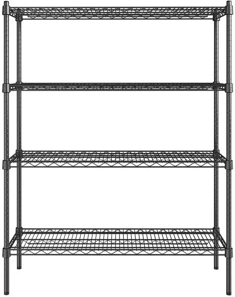 14" x 42" NSF Black Epoxy 4-Shelf Kit with 54" Posts, Heavy Duty Storage Shelving, Wire Shelving Kit, NSF Commercial Storage Rack Unit
