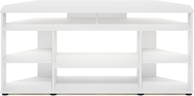 Furinno Besi No Tools Assembly Industrial Style TV Stand, Entertainment Center for 50 inch TV, White-NeatNest