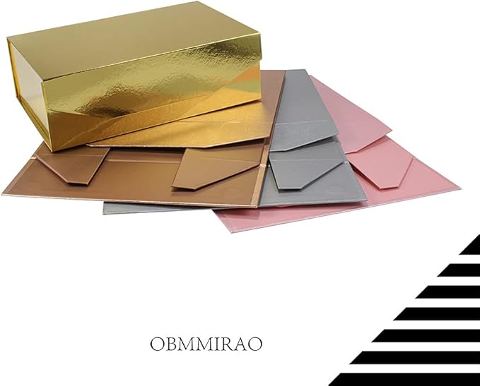 1Pcs Gold 13x9x4 Inch Upgrade Hard Large Gift Box with Lid, Foldable Magnetic Gift Boxes,Groomsman Box Bridesmaid Proposal Box, Reusable Gift Boxes for Clothes-NeatNest