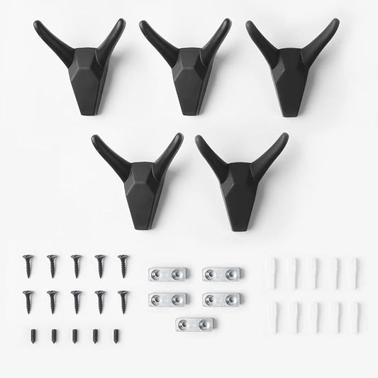 Coat Hooks Hat Hooks Wall Mounted for Hanging Clothes, Heavy Duty Modern Towel Rack Black, 5 Pack-NeatNest
