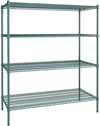 24" x 54" NSF Green Epoxy 4-Shelf Kit with 64" Posts, Heavy Duty Storage Shelving, Wire Shelving Kit, NSF Commercial Storage Rack Unit