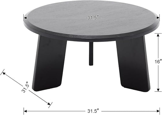 chairus 32 Inches Round Coffee Table Wooden Side Table Cute Circle End Table for Living Room, Home Decor, Balcony, Black-NeatNest