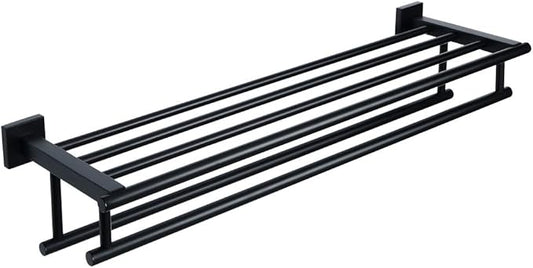 Alise Towel Rack,Towel Holder Towel Shelf with Double Towel Bars for Bathroom Lavatory,28 Inch SUS304 Stainless Steel Wall Mount Towel Hanger,Matte Black