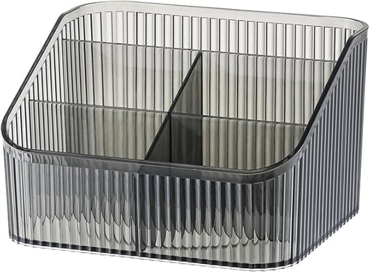 Makeup Organizer Cosmetics Storage Box, Large Capacity Make Up Brush Holder Organizer Vanity Accessories, Bathroom Countertops, Desk Storage Container, Cosmetic Display cases(Gray-L)-NeatNest