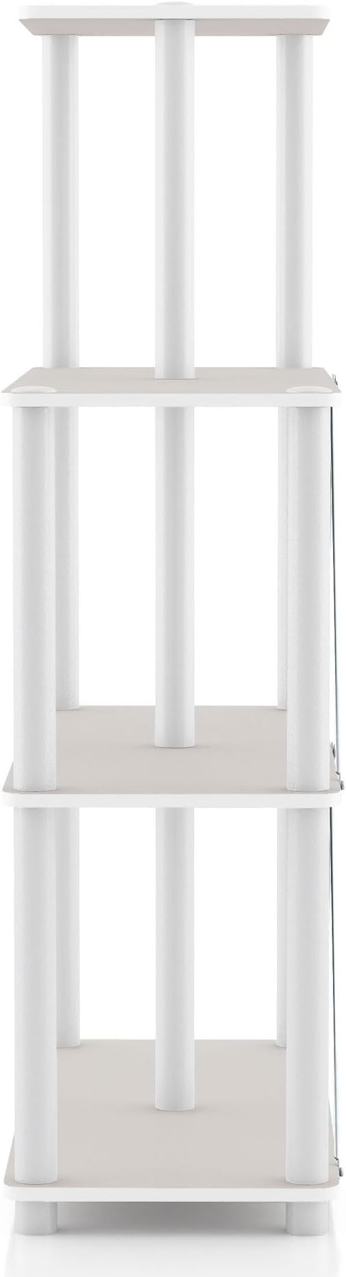 HOMES: Inside + Out Apexa Modern 5-Cube Ladder Shelving Units, Collectibles Display Shelves, Easy Assembly Standing Shelf, Home Storage Organizer for Living Room, Bedroom, Office, Taupe Grey