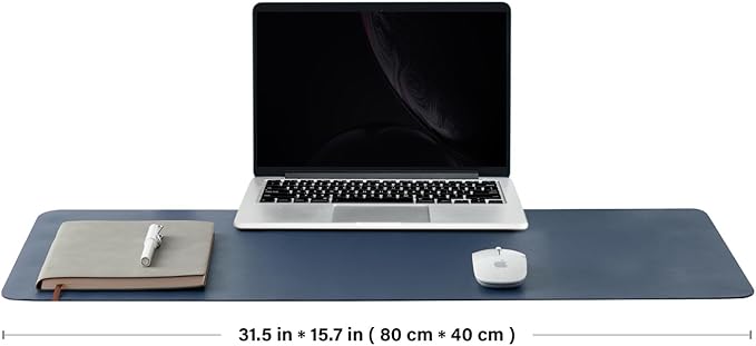 Cork Desk Mat - Dual-Sided Desk Pad for Office and Home - Desk Organization and Accessories - Ideal for Large Mouse Pad and Desk Mats on Top of Desks(Dark Blue,80cmx 40cm)-NeatNest